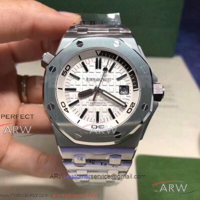 Perfect Replica Audemars Piguet Royal Oak Offshore Diver 15710 42mm Watch - White Dial Cal.3120 Automatic